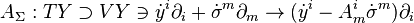 A_\Sigma: TY\supset VY \ni \dot y^i\partial_i + \dot\sigma^m\partial_m \to (\dot
y^i -A^i_m\dot\sigma^m)\partial_i